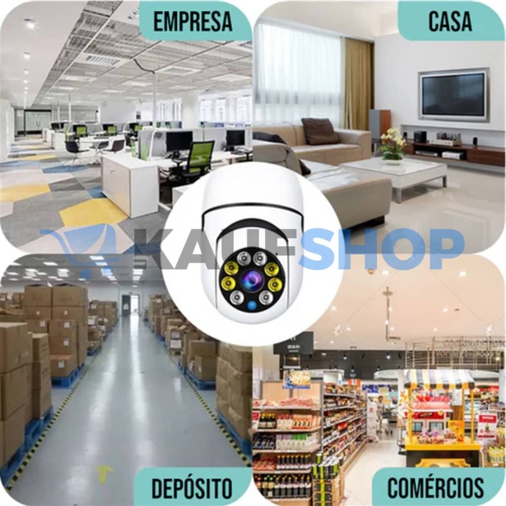 360Guard - Câmera de Segurança Lâmpada Noturna - Wifi Panorâmica Giratória 360º